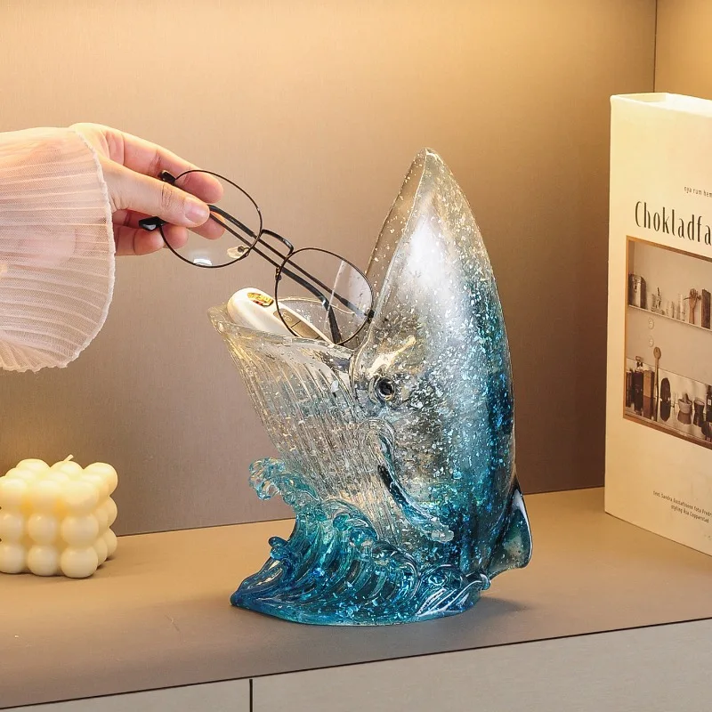 

Room Decors Abstract Art Fish Statuette Decoration Living Room Entrance,Foyer Key Storage,Figurine Ornament,Whale Gift