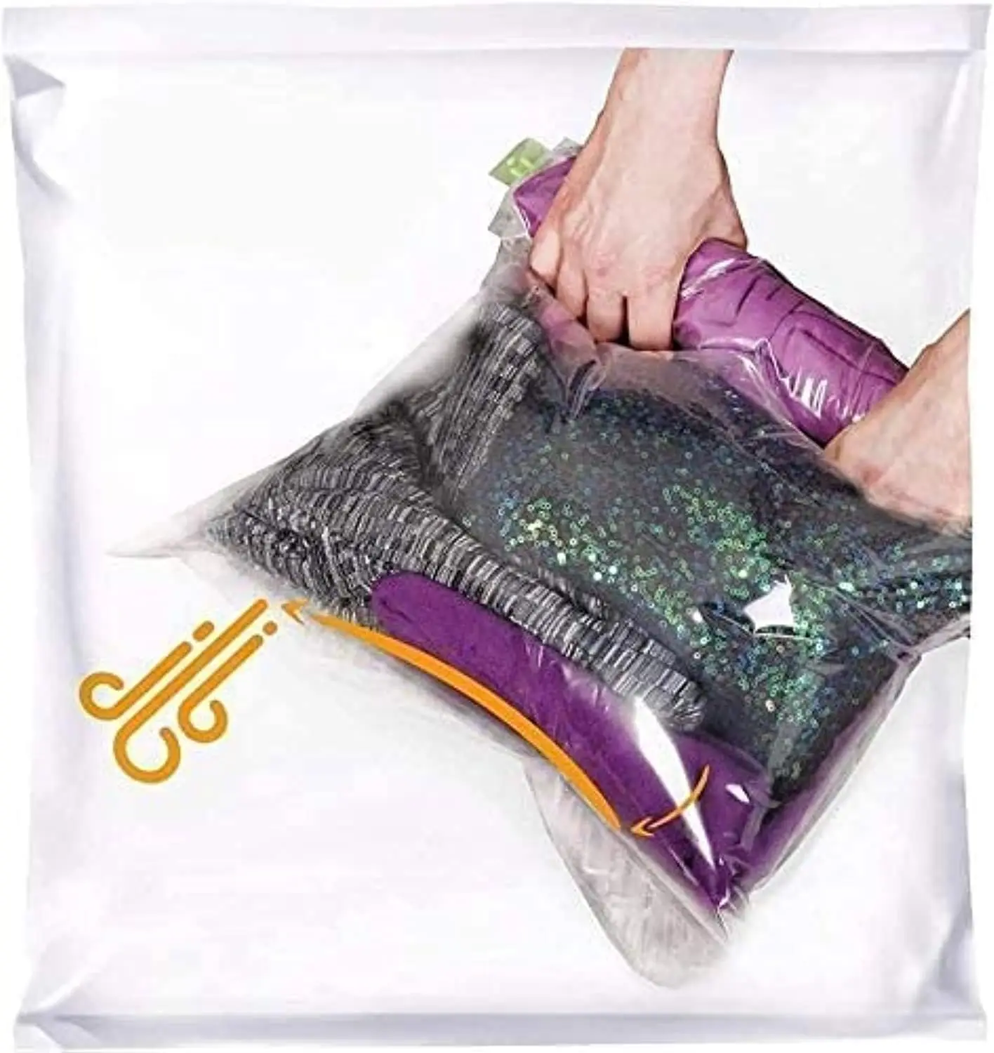 

12 Space Saver Storage Bags for Clothes, Travel Compression Bags No Vacuum Needed, Luggage Organizer