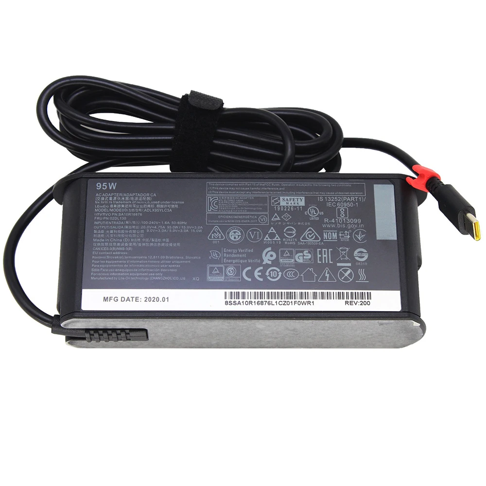 Imagem -02 - Adaptador de Carregador ac para Laptop para Lenovo tipo c Lenovo Thinkpad Y740s Y9000x x1 Adlx95ylcc3a 02dl130 95w 20v 4.75a Usb-c Substituição