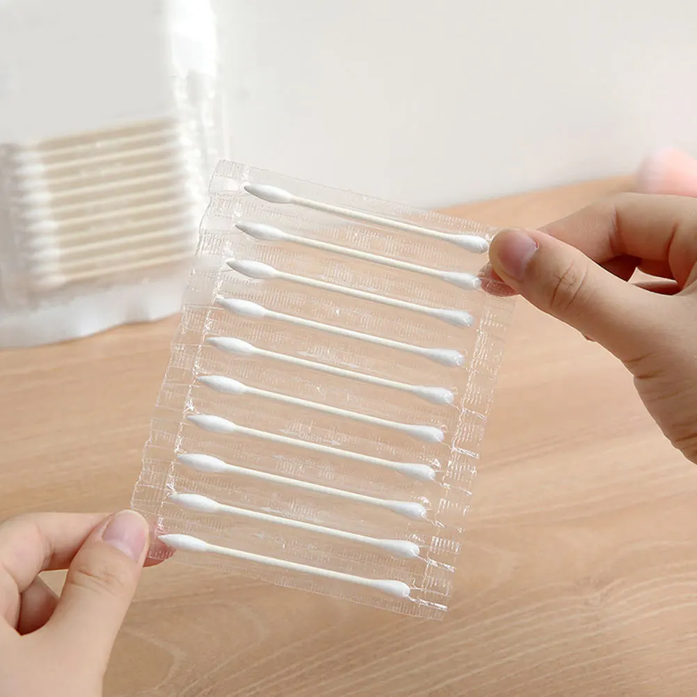 500 قطعة من مسحات القطن للاستعمال مرة واحدة، عصا ورقية مزدوجة الرؤوس، تنظيف الأذن، أعواد قطنية دقيقة للاستخدام الطبي #1