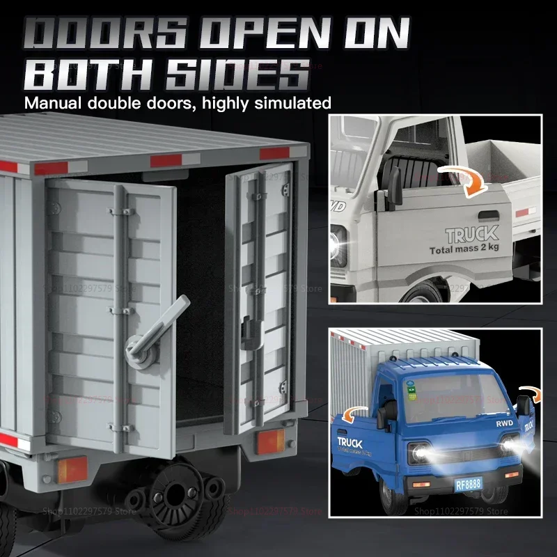 Micro-camion RC 2.4G tout-terrain 116, Simulation de camion Cargo à dérive avec lumière de pulvérisation, véhicule télécommandé, jouets pour garçons, cadeaux