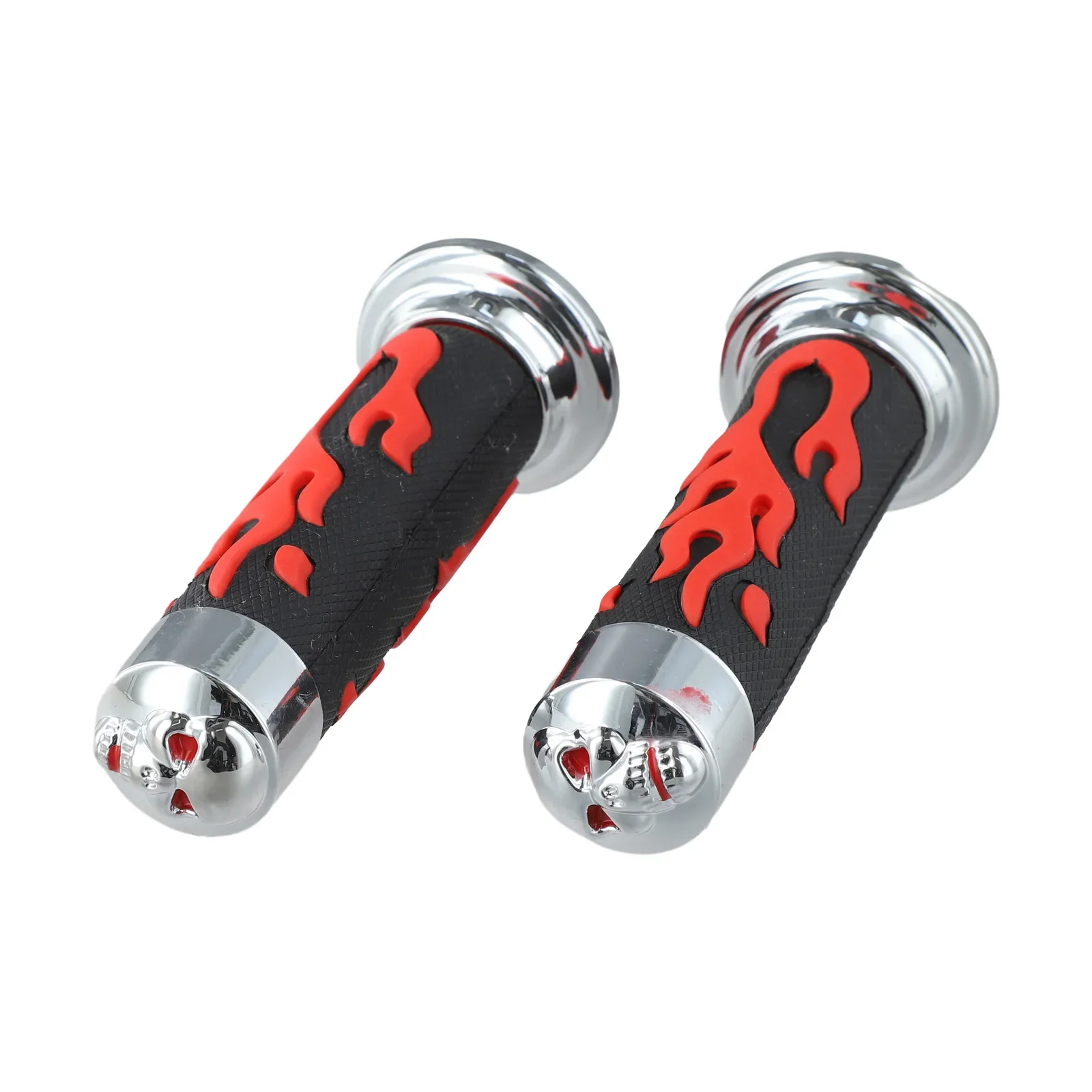 Set of 2 Rubber Motorcycle Handlebar Throttle Grips 22mm Diameter 78 Inch Long with Flame Skull Pattern for Secure Grip