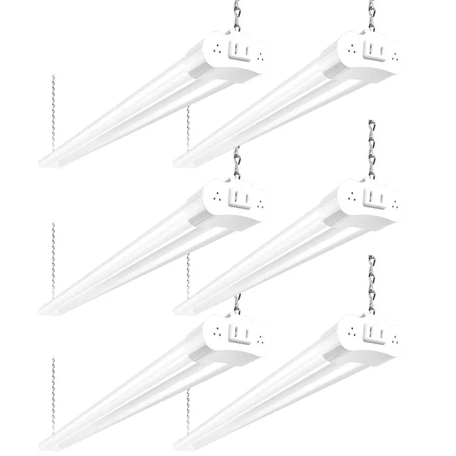 

6 Pack 4FT Linkable LED Shop Light for Garage, 6500lm, 4FT 60W Utility Light Fixture, 5000K Daylight LED Workbench Light with Pl