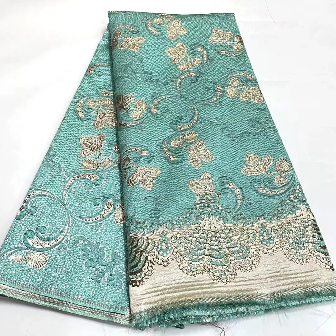 

Green Nigerian Brocade Jacquard Lace Fabric French Lace Fabric 2022 New African Organza Lace Fabric For Party Dress Sew VMJ5359