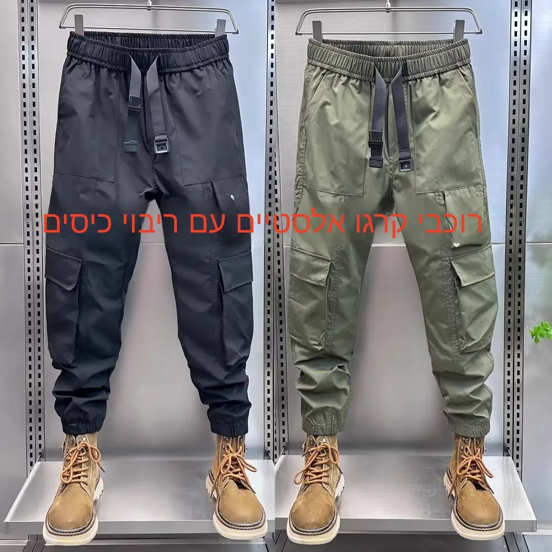 

American Retro Multi-Pocket Cuffed Work Pants Men's Loose Trendy Brand Summer Functionality Casual Wear-Resistant Work Pants