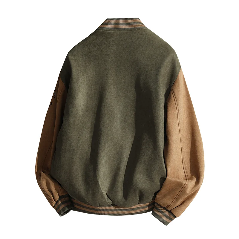 Men Baseball Jersey Spring Autumn New Fashion Color-block Letter Embroidery Outdoor Travel Stand Collar Coat Couple Trend Jacket