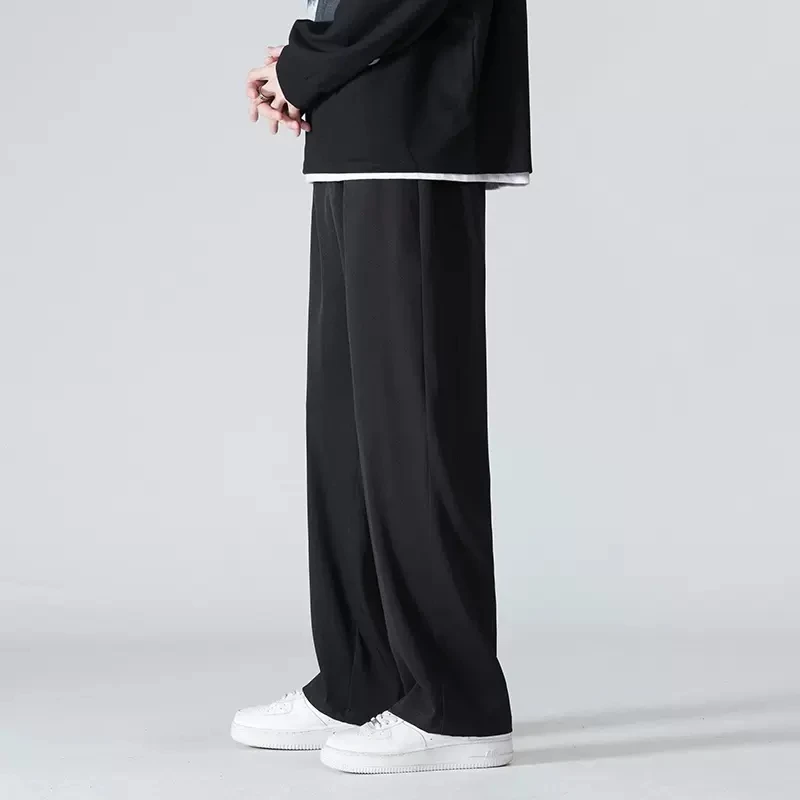 

Ice Silk Men's Summer Thin Loose Straight Leg Drapey Sports Pants Qui Dry Casual Long Trousers Polyester Spandex Blend