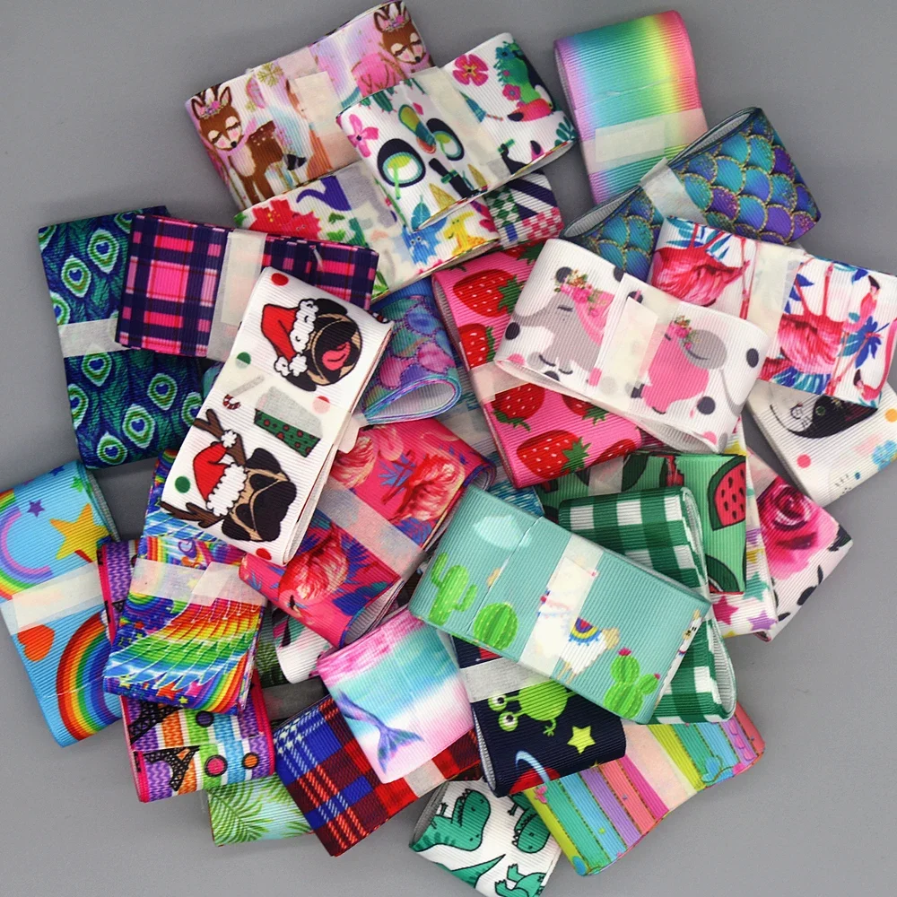 GRAB BAG 38mm 10yards Mixed Randomly Cartoon Printed Grosgrain Ribbon Accessory Hairbow Headwear Decoration DIY Craft B2278