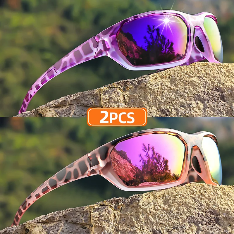 

2pcs Stylish Polarized Sunglasses Vibrant Purple & Pink Gradient Frames, Silicone Nose Pads, TAC Lenses - Ideal for Outdoor