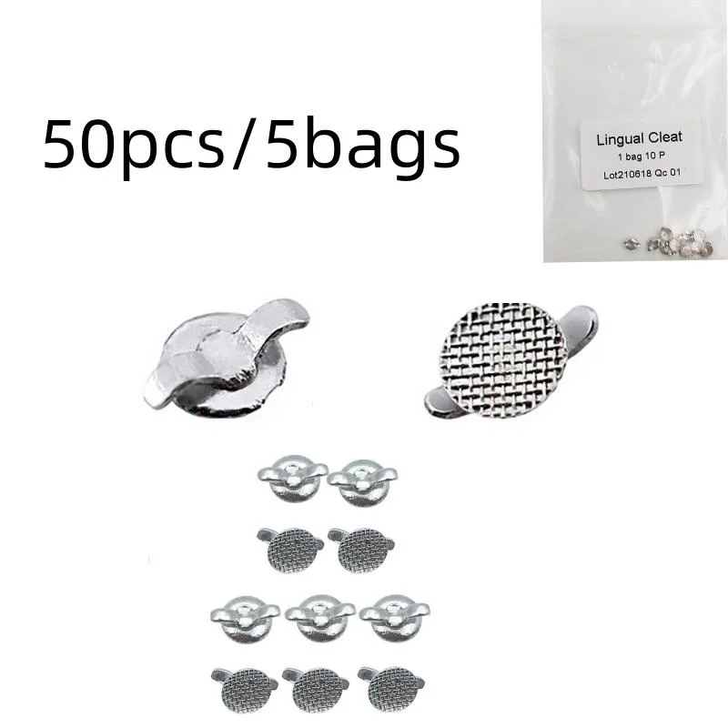 50pcs/5bags Botões Linguais Dentais Limpar Base De Malha Redonda Bondable