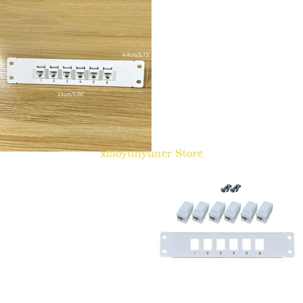 

P9JB 6-портовая прямая патч-панель CAT6 RJ45 Адаптер сетевого кабеля Keystone Распределительная рамка Ethernet UTP 19