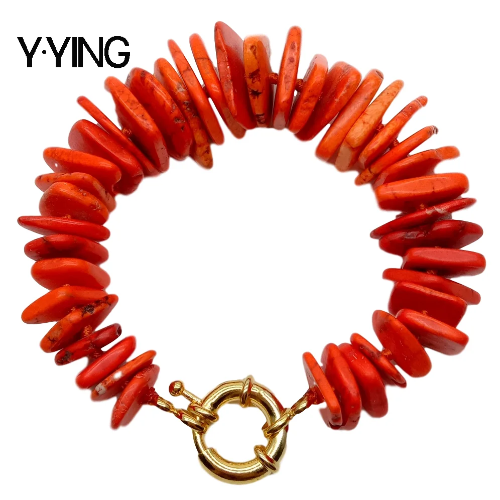 Y·YING Freeform Disc Orange howlite square space strand Bracelet handmade vintage for women