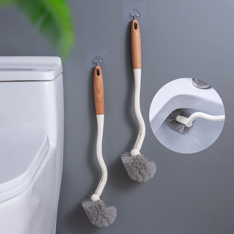 Multi-function Toilet Cleaning Brush Wood Color Toilet Brush Scrubber Bathroom Non-dead Angle Cleaner Kitchen Cleaning Brush