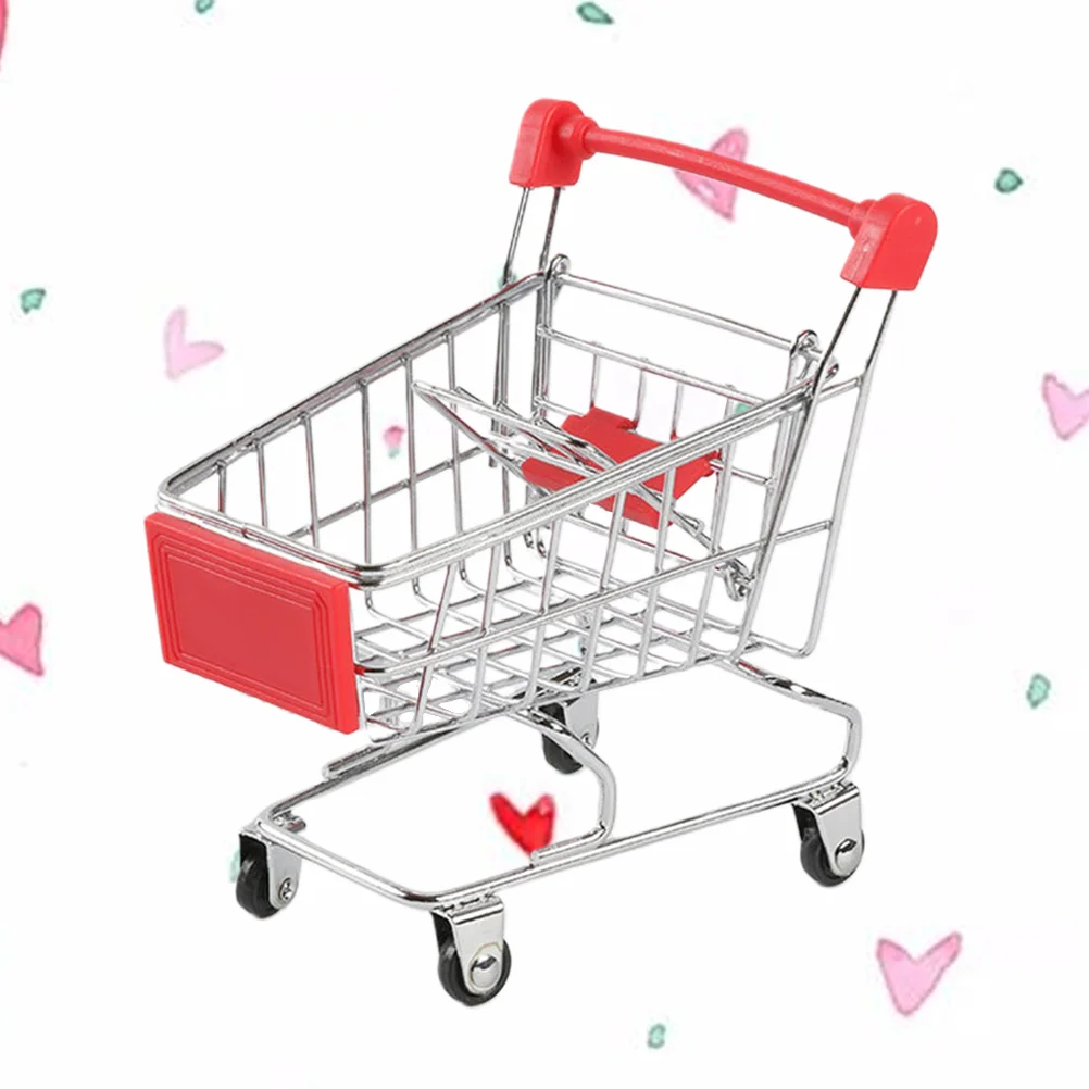 Mini carrito de compras para niños, cesta de almacenamiento de artículos diversos, juguete galvanoplastia, 3 uds.