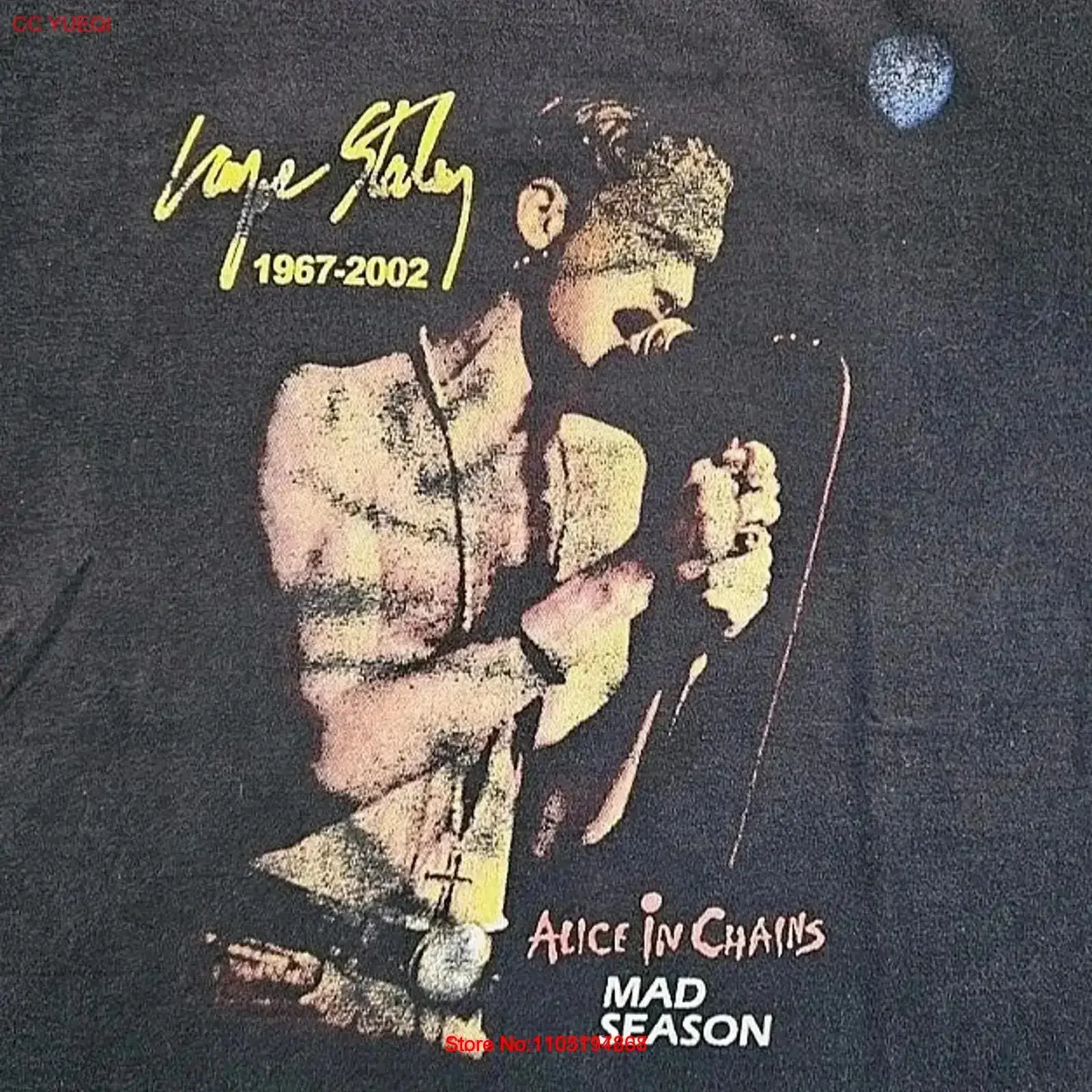 Vintage Y2K Layne Staley Alice In Chains Mad Season Memorial T Shirt Men's Large Washed Stretched Versatile graphic vintage