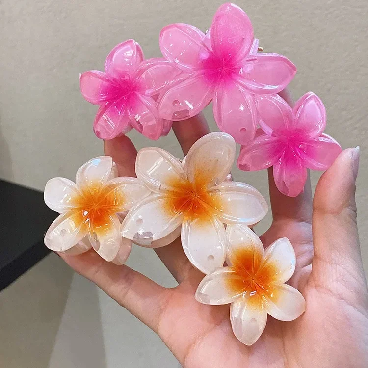 Korean Large Flower Hair Claw Women Girls Egg Flowers Shark Clip Candy Color Gradient Crab Clamp Barrettes Retro Headwears