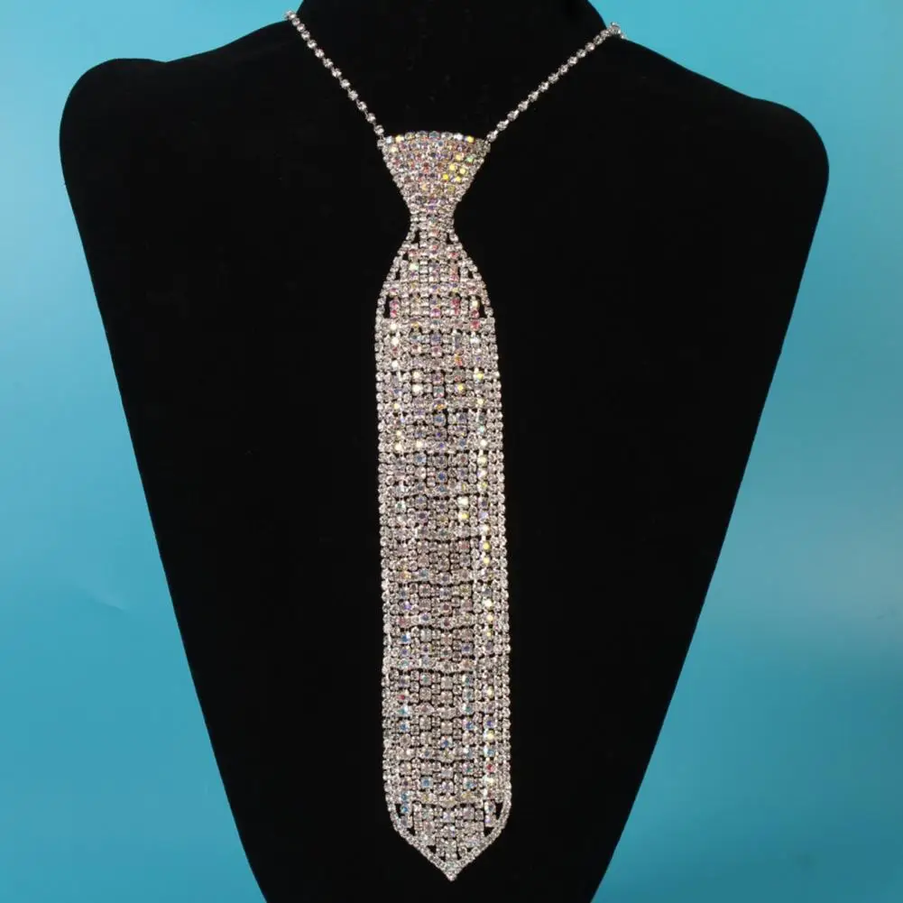 

Elegant Alloy Jewelry Rhinestone Necktie Necklace Sparkly Long Jewelry Accessory Shiny Claw Chain Tie for Women Men Fashionable