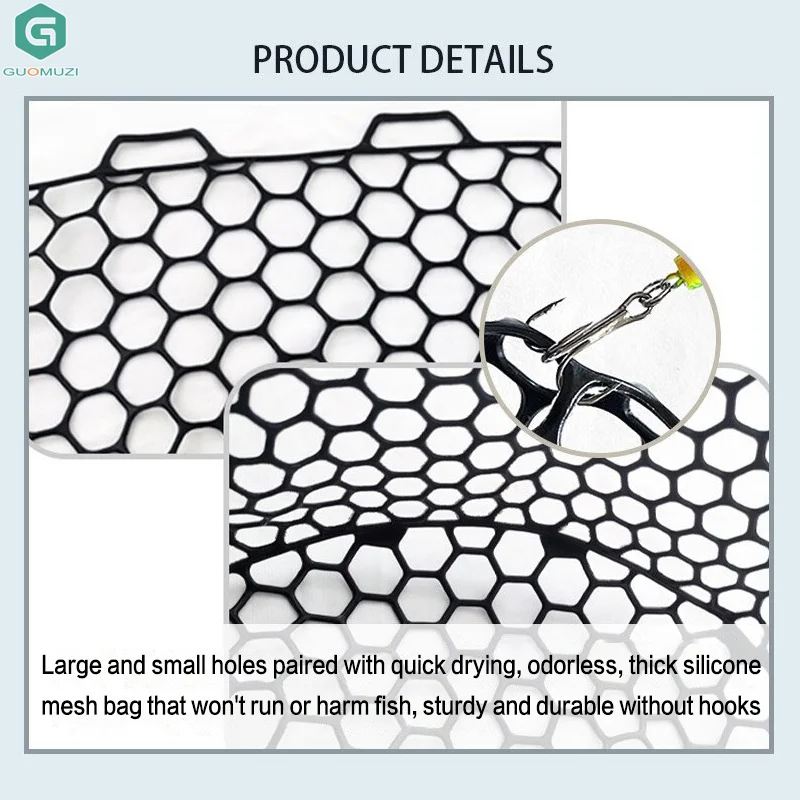 

Портативная складная рыболовная сеть 32/40/50 см с износостойкой резиновой сеткой, ловушка для рыбы, многофункциональный подсачек для улицы