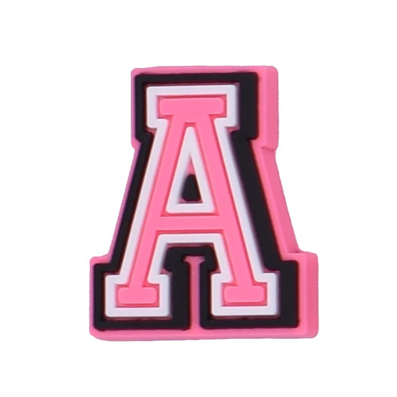 Pink Letters Shoe Charms para Crocs Acessórios, Tamancos, Pulseiras Decorações, Meninos, Meninas, Homens, Mulheres, Party Favor Presentes, Atacado