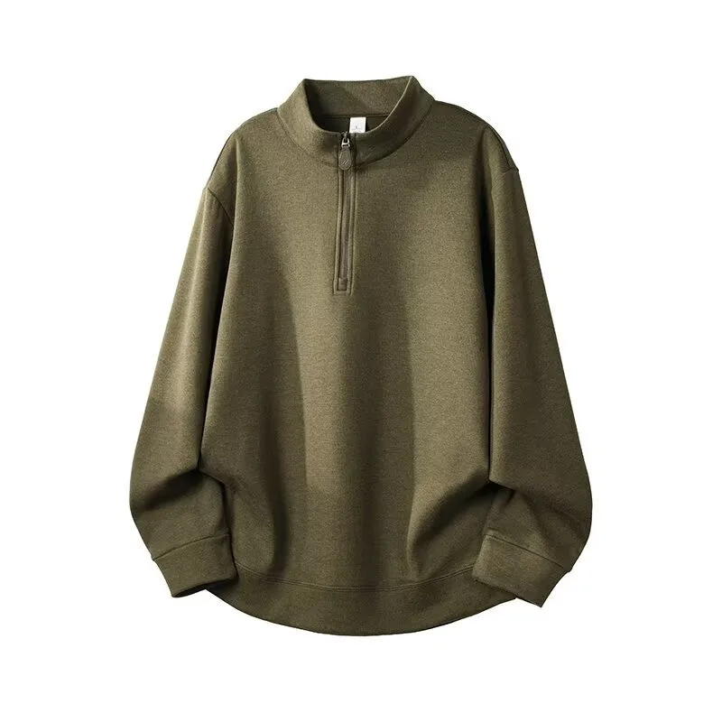 Unisex long-sleeved POLO shirt, thickened warm zipper top in autumn and winter