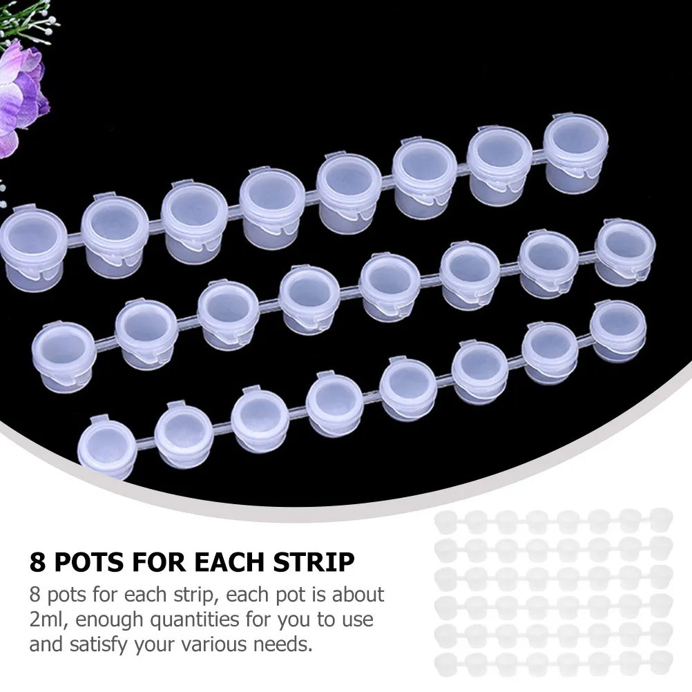 50Pcs Strips Plastic Pigment Storage Containers Clear Cases Leakproof for Watercolor Paint Mixing School Arts Supplies