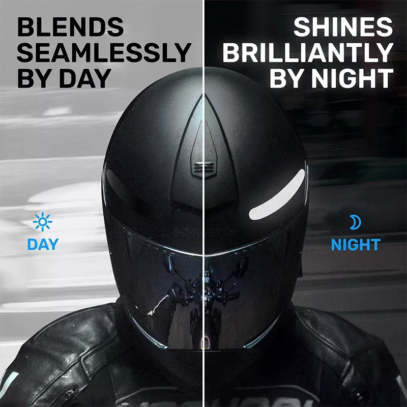 Motorcycle Reflective Stickers Helmets Invisible Black Reflective Strips Effective Reflective Tape For Bikes Motorcycles Helmets