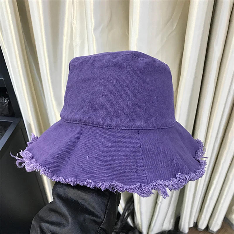 Wholesale Fisherman Hat Denim Women\'s Summer Sunshade Hat Hardened Edge Basin Hat Foldable Washable Cloth Hat