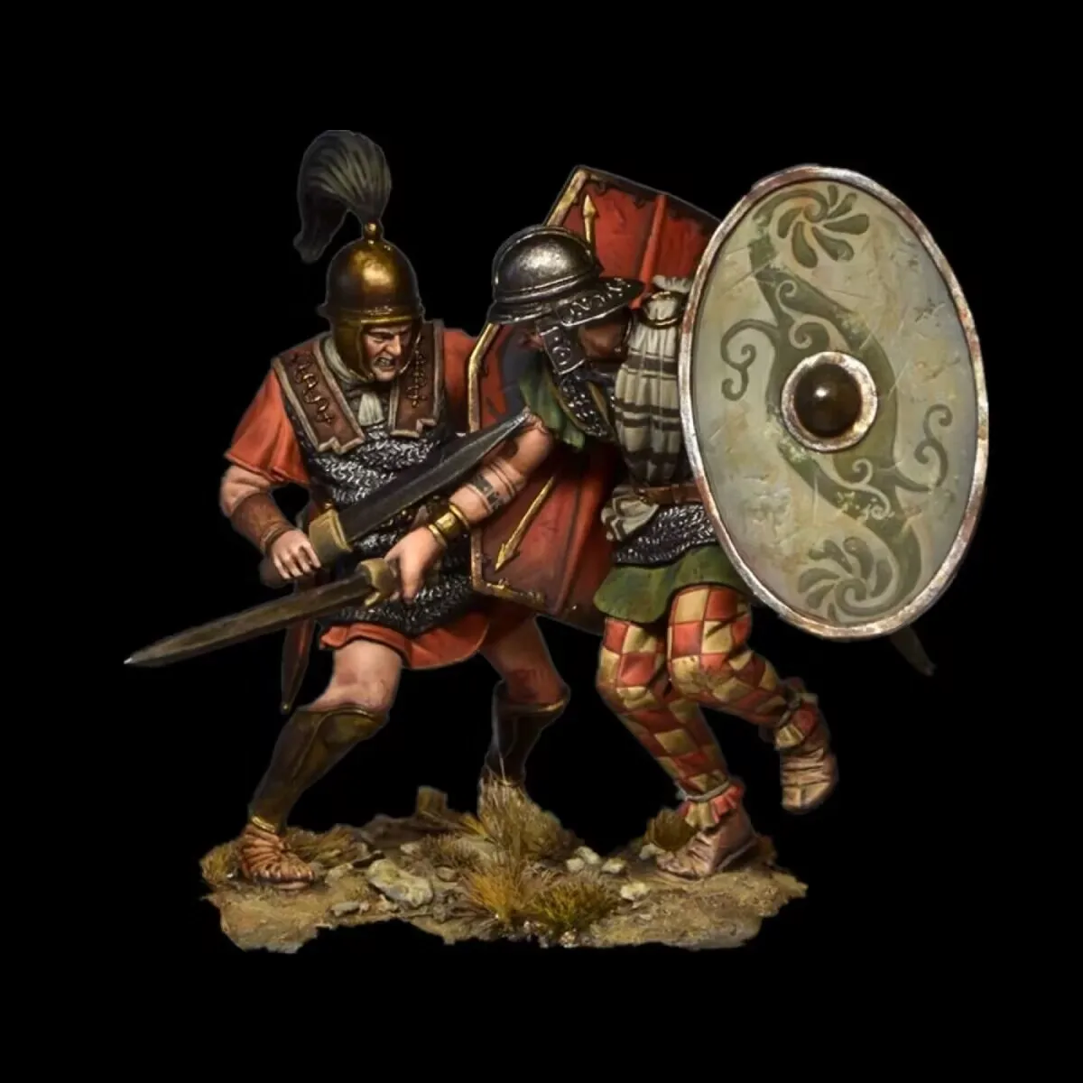 Figura de resina de 54mm, soldados romanos que luchan en pares, Kit de modelo de ensamblaje, estatua de juguete 3D sin montar y sin pintar