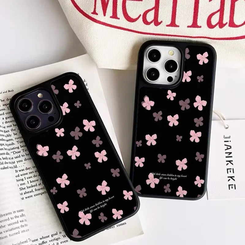 

ins korean Full screen of pink flowers Background Phone Case for IPhone 16E 15 14 13 12 11 Pro Max Back Cover Capa