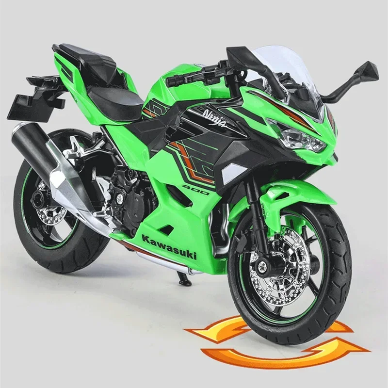1:12 Kawasakis Ninja 400 Racing Cross-country Motorcycle Model Metal Street Motorcycle Model Sound and Light Collection Kid Gift image 2