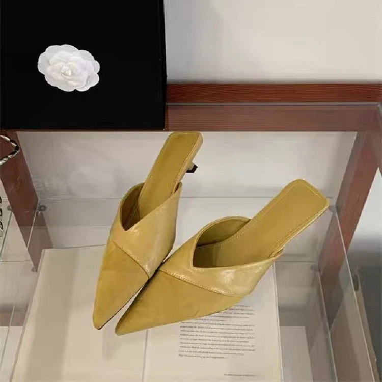 French-style Suede Patchwork Pointed Cat-heel Backless Slip-on 2026 New Versatile Simple Commuting-style Thin-heeled Mules