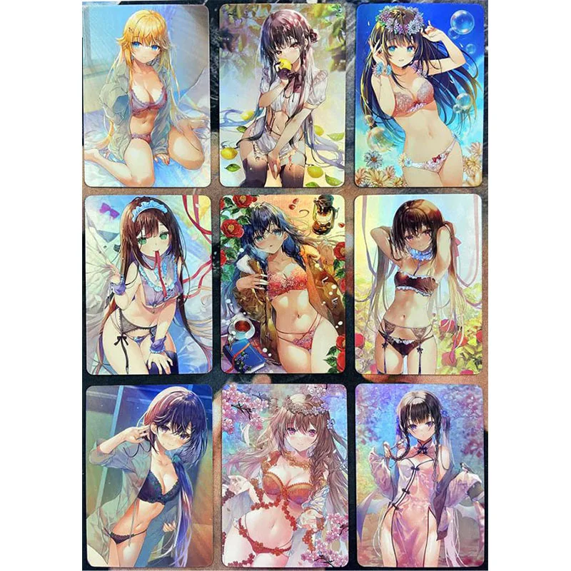 ACG personaje de Anime Goddess Story, Flash raro, tarjeta refractiva Rem, Yamato, Marnie Kurumi, colección de ilustraciones, regalo de cumpleaños y Navidad