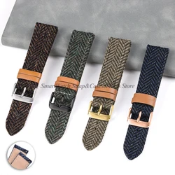 Vintage Nylon Genuine Leather 18mm 20mm 22mm Quick Release Watch Band Replacement Bracelet for Men Women Wrist Band Weave Strap