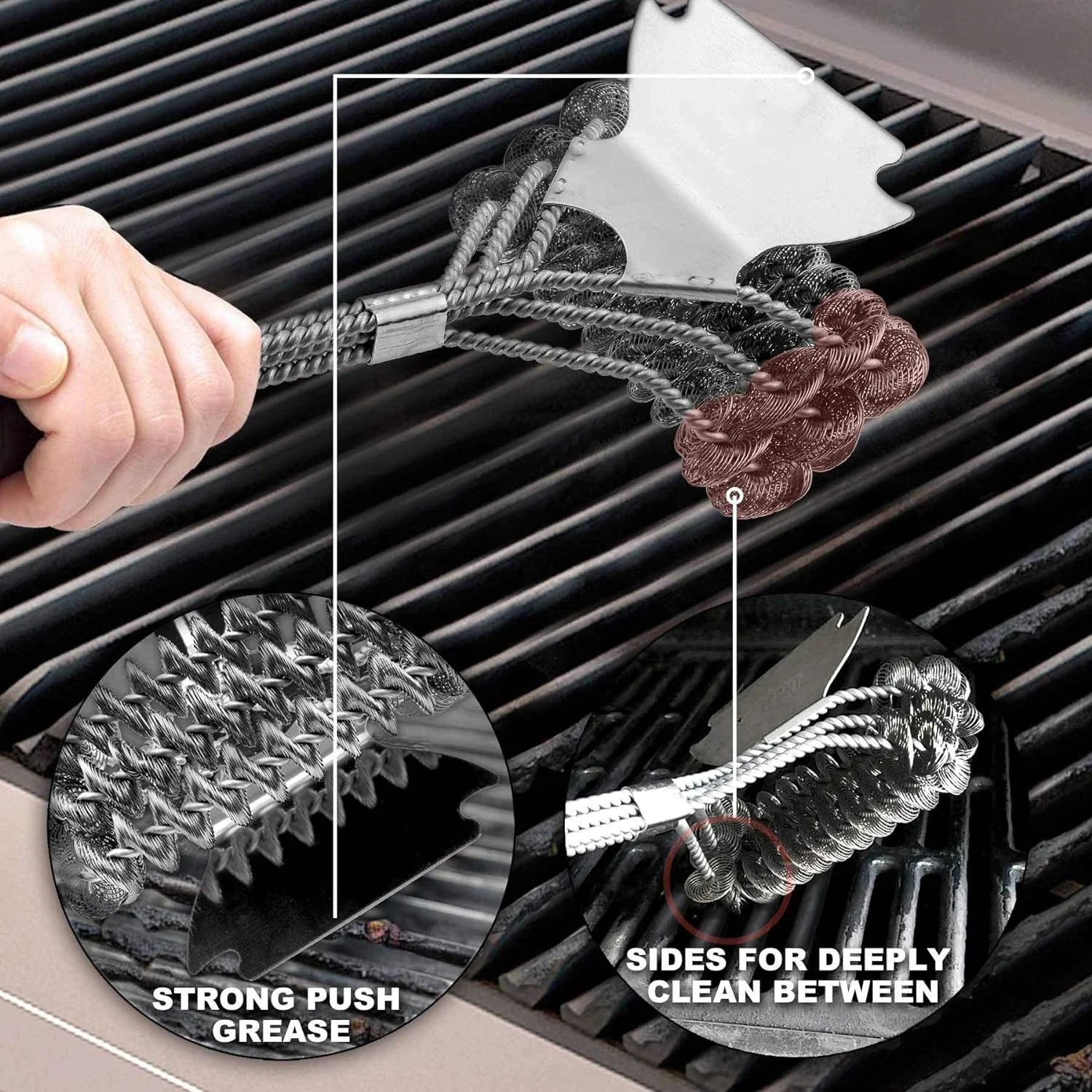 Grill Brush and Scraper Bristle Free Safe BBQ Brush-18'' Stainless Grate Cleaner,Safe  Accessories for Porcelain/ Charcoal