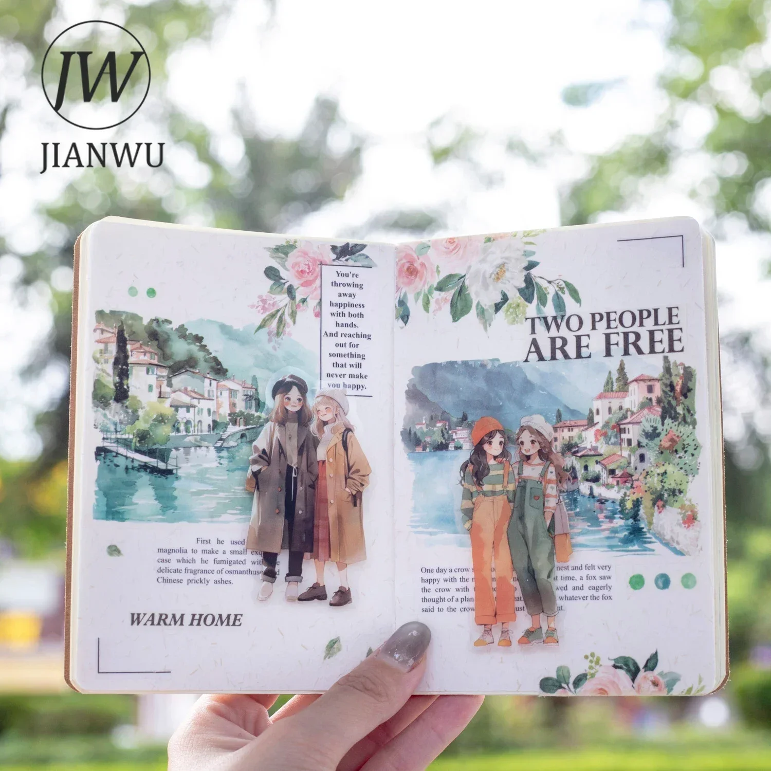 JIANWU 65mm*200cm Walk in The Woods Series Vintage Plant Landscaping Material Collage Washi Tape Creative DIY Journal Stationery