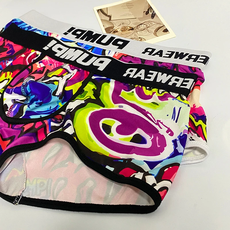 Sexy Underwear Mens Boxershorts Low Waist Bikini Man Boxer Shorts Funny Graffiti Men Trunks Gays Men Underwear Boxer MP225