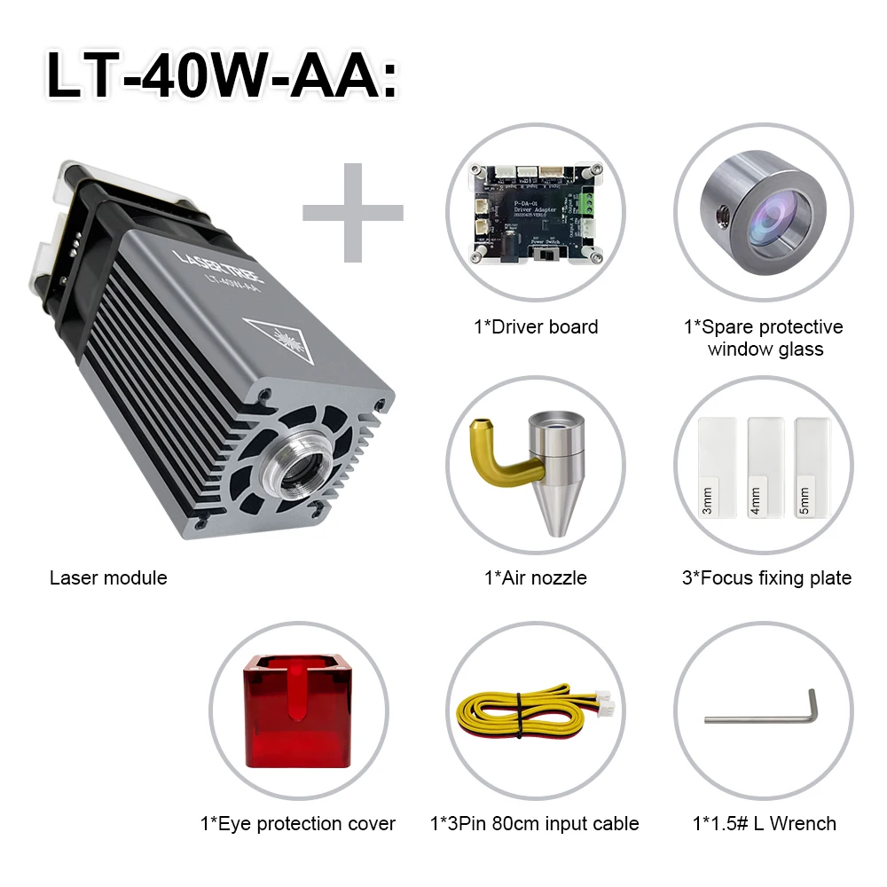 LASER TREE 20W Laser Module 450nm 40W TTL Blue Light Laser Engraver Head for Laser Engraving Cutting Machine Wood Working Tools image 3