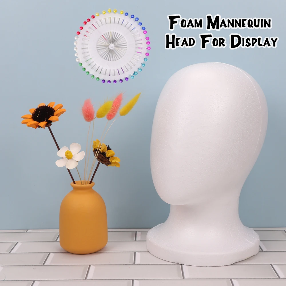 

Yajukai Foam Wig Head White Mannequin Head For Wig Making Display DIY Styling Needle-Compatible Styrofoam Head With Stable Base