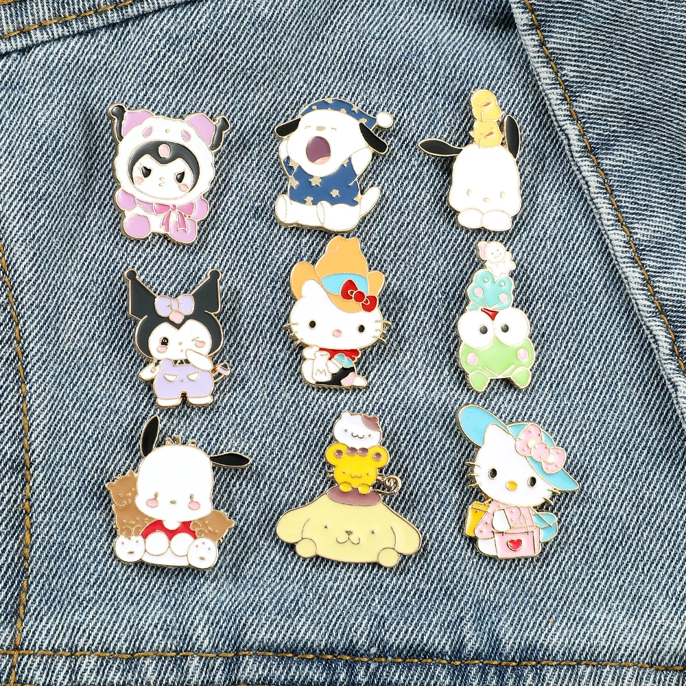 

Sanrio Hello Kitty Brooch Pin Cute Cartoon Pachacco Keroppi Kulomi Badge Bags Clothes Accessories Wholesale