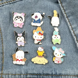 Sanrio Hello Kitty Brooch Pin Cute Cartoon Pachacco Keroppi Kulomi Badge Bags Clothes Accessories Wholesale