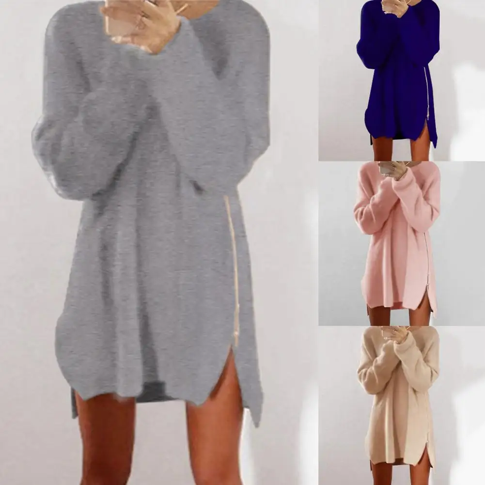 Comfortable Lightweight Stretch Female Dress Furry Dress Oversized Cotton Blend Anti-pilling Sweater Dress Party Supplies