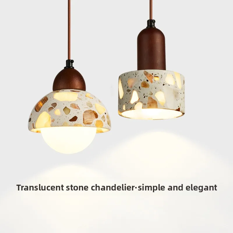 

Ретро полупрозрачный цветной камень, маленькая люстра, светильники в скандинавском стиле для проживания в семье, спальня, прикроватная тумбочка, японский дизайнерский бар, ресторан, лампа