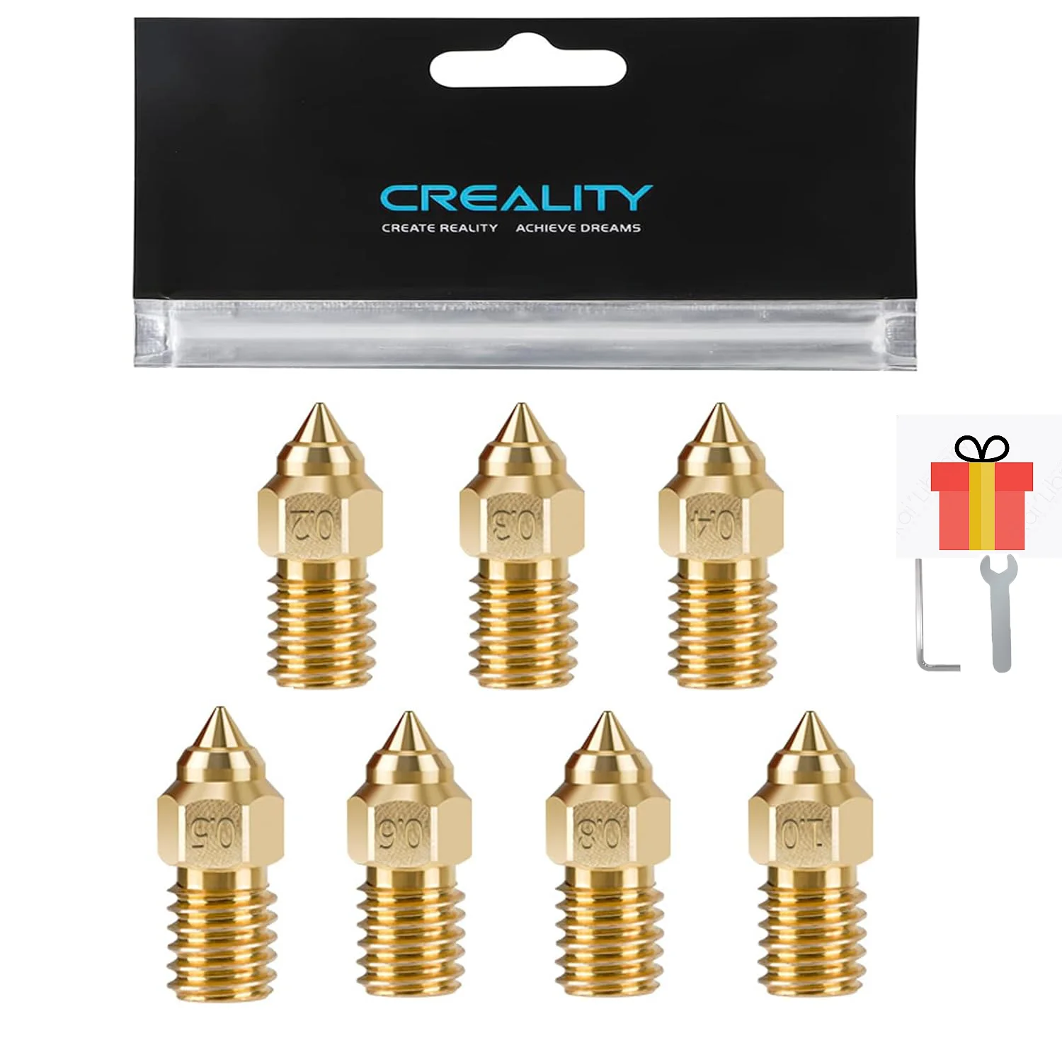 

Сопло для 3D-принтера Creality 0,2/0,4/0,6/0,8/1,0 мм, сопла для экструдера Hotend для Ender-3 серии/Ender 5 серий/CR-6 SE