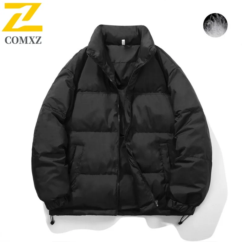 COMXZ Winter Down Jacket Men 2025 Short Korean Style Stand Collar Lightweight Parker Trendy Couple New Thickened Puffer Coat