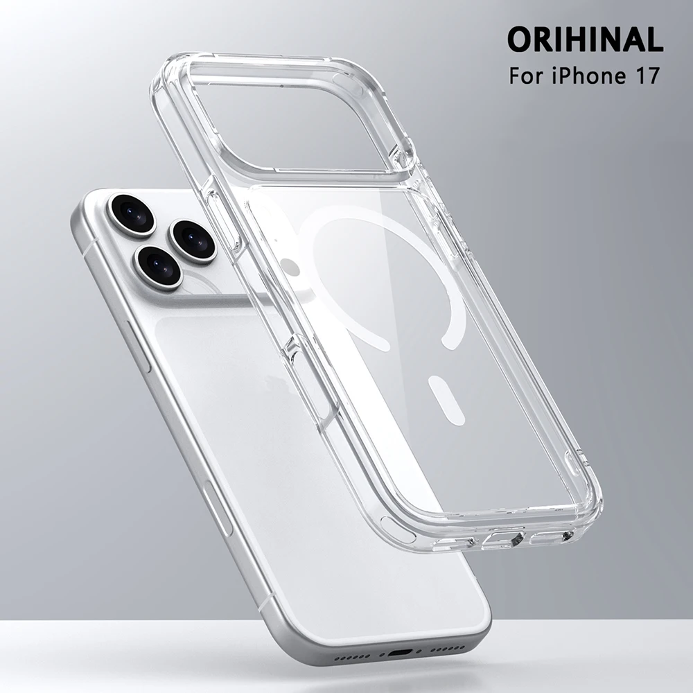 Capinha Magnética Transparente Oficial Para Apple Original Magsafe Capa Iphone 17 Pro Max 17 Air Luxo Sem Fio Magnético Ultra Fino Acrílico