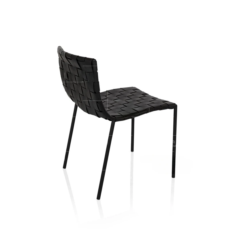 Saddle leather minimalist dining table and chair home stool hand-woven armchair