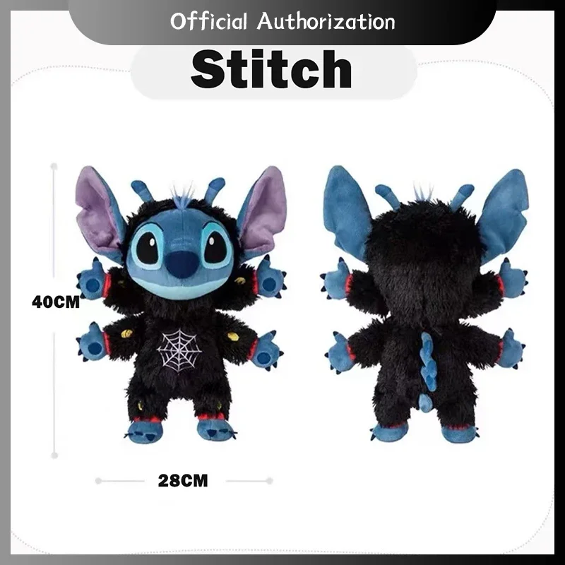 40CM New Disney Black Spider Lilo & Stitch Doll Cartoon Plush Toy Combat Form Anime Soft Stuffed Kawaii Children's Birthday Gift