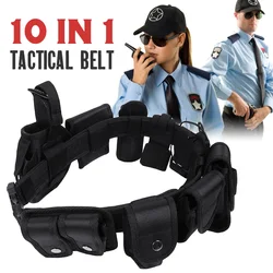 Police Tactical Belt with Bag Multifunctional 10In1 Adjustable Security Guard Duty Multi Pocket Belt Gun Holster Flashlight Bag