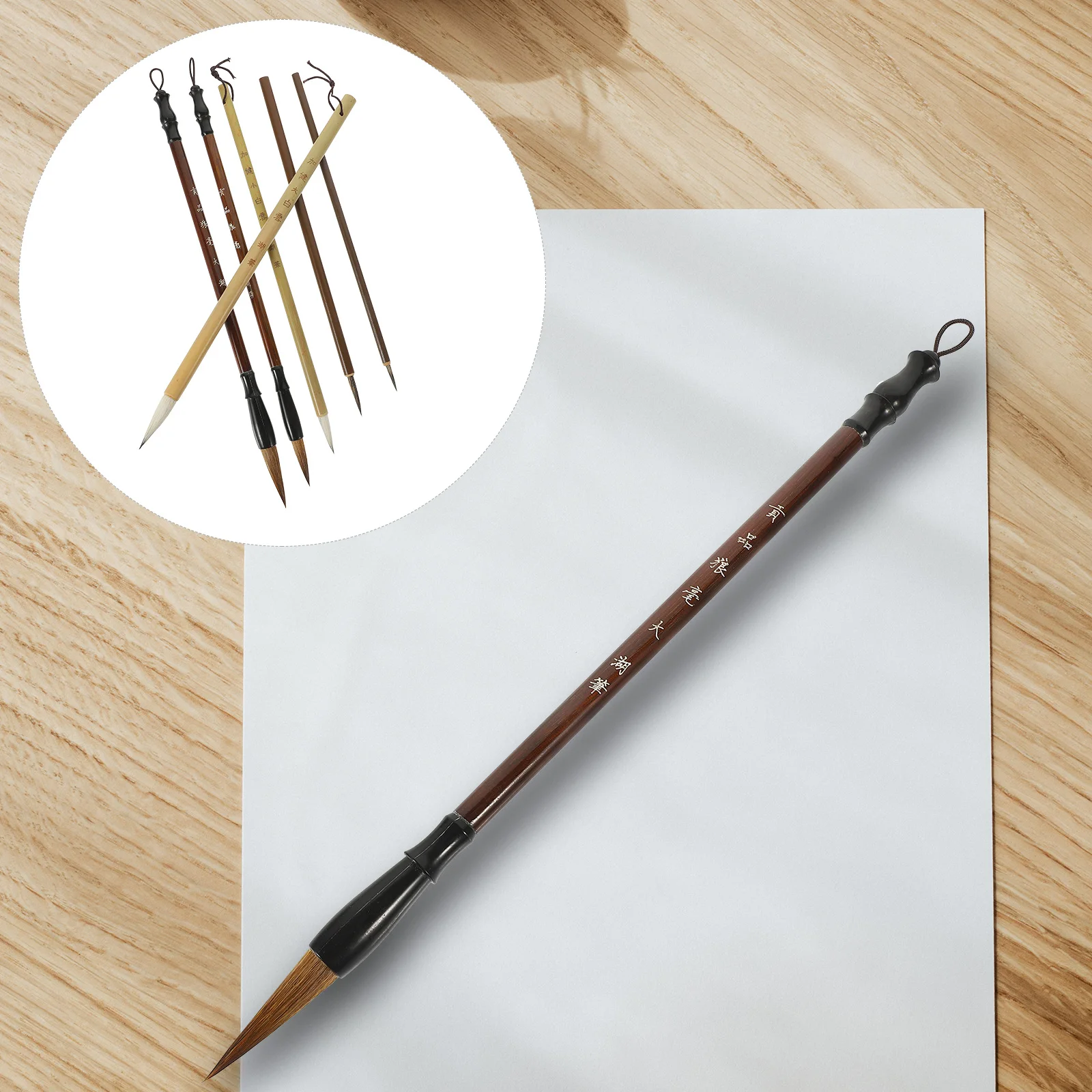

6pcs Chinese Calligraphy Brush Set Fine Tip For Ink Painting Traditional Art Practice Smooth Bristle Easy Absorb Moisture