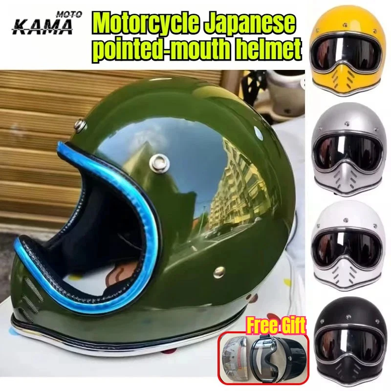 

HOT Pointed Nose Small Helmet Chrome Motorcycle Fiberglass Helmet Four Season Full Face Helmet for Honda Casco Moto Casque